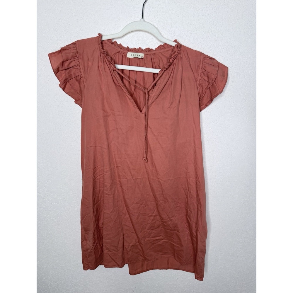 Stark X Dress Womens Size S Pink Knee‎ Length Lightweight Ruffle Flutter Sleeves